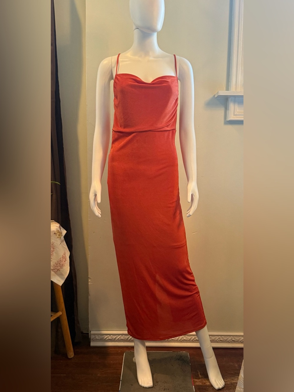 Forever 21 Rust-Orange Cowl Neck Maxi Dress